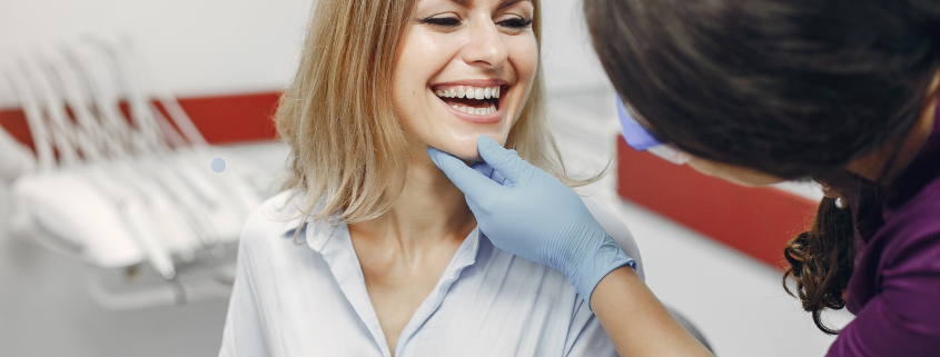 caucasian woman at dental appointment